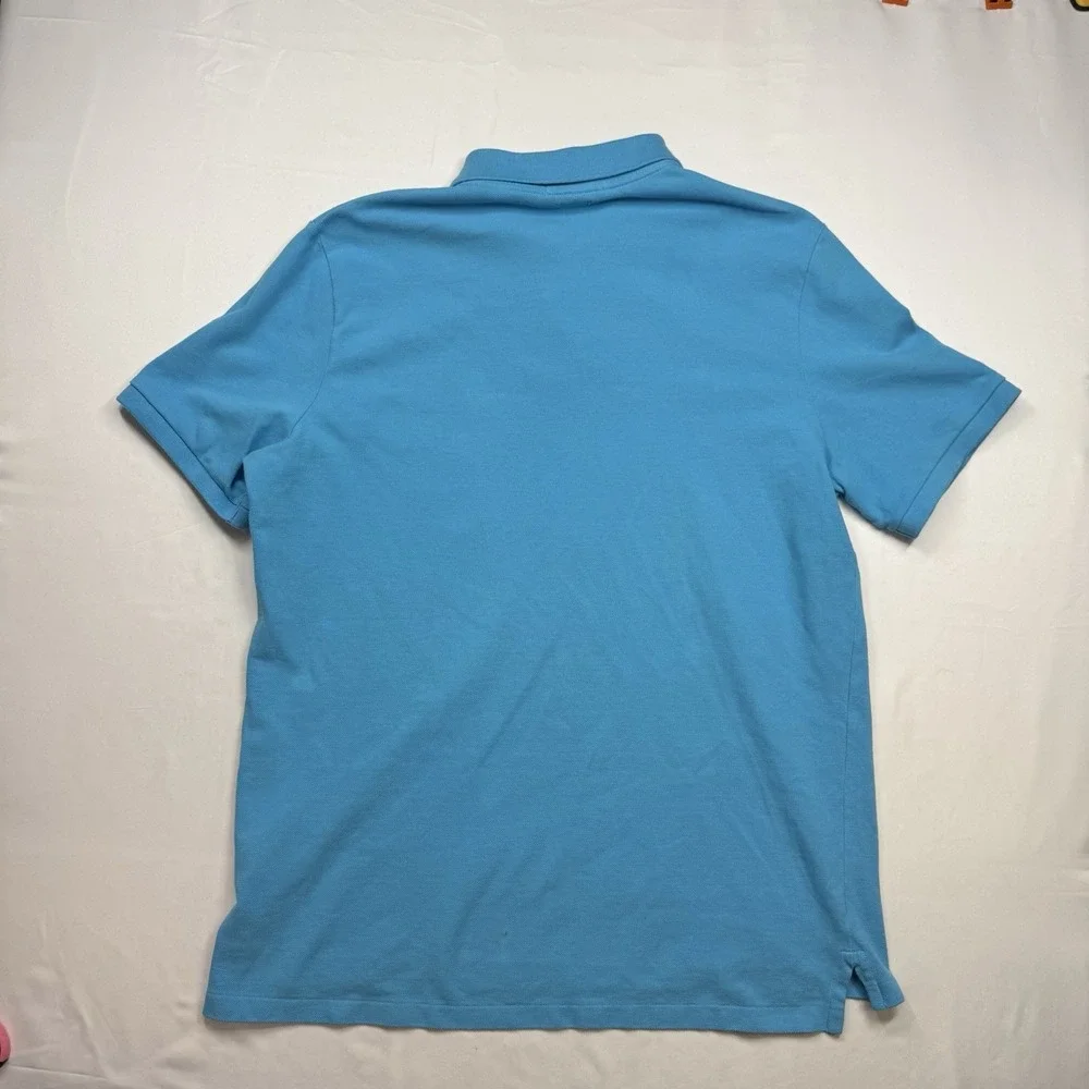 Ralph Lauren Polo Shirt Mens Large Sky Blue Classic Fit Yellow Pony Short Sleeve
